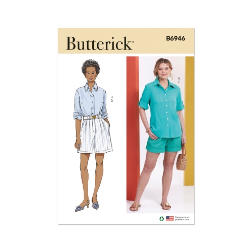 Lõikekomplekt BUTTERICK B6946 MISSES' SHIRTS AND SHORTS
