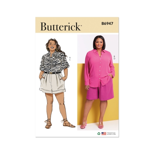 Lõikekomplekt BUTTERICK B6947 WOMEN'S SHIRTS AND SHORTS