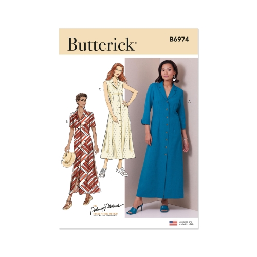 Lõikekomplekt BUTTERICK B6974 MISSES' SHIRT DRESS WITH SLEEVE VARIATIONS