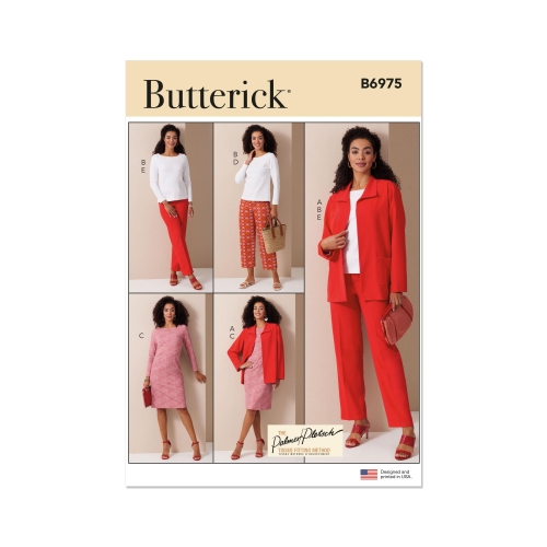 Lõikekomplekt BUTTERICK B6975 MISSES' JACKET, KNIT TOP AND DRESS, AND PANTS