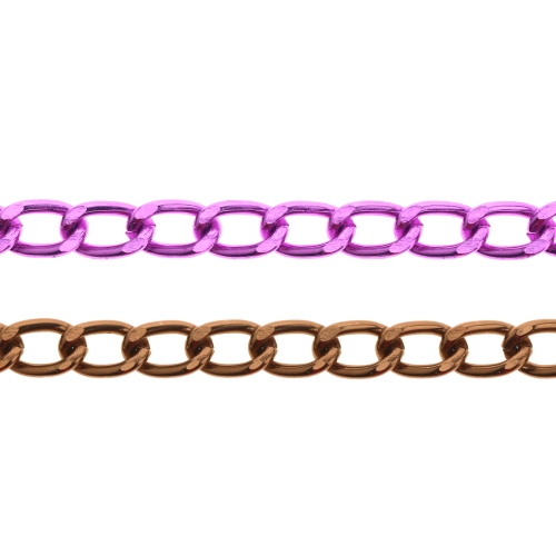 Massiivne alumiiniumkett tahutud servadega, lüli mõõtmed: 18 x 11 x 3 mm
