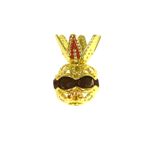 Metallpärl klaaskristallidega, pärlikübaraga, 9 x 6mm