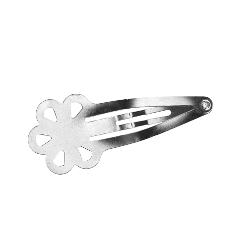 Metallist juukseklambri toorik lillekesega, Metal Snap Hair Clip with Flower Design, 45 x 18 mm