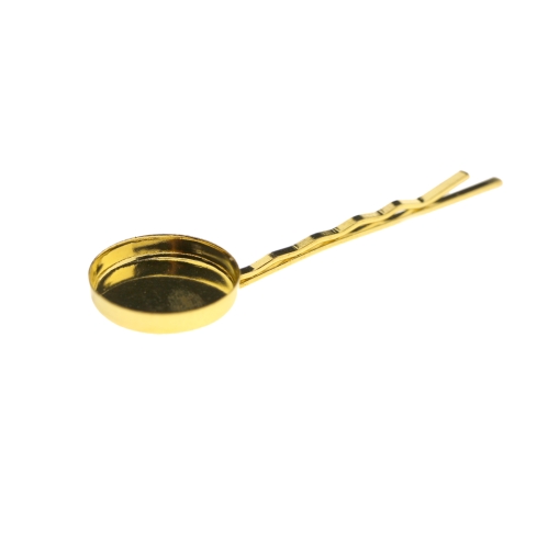 Metallist juukseklambri toorik ümara plaadiga, Bobby Pin with Round Plate, 64 x 19 mm
