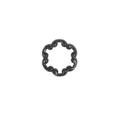 Lilleõiekujulised rõngad, metallilaadsed plastikhelmed ø14 x 3 mm