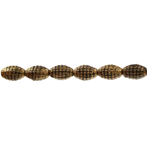Ovaalsed, antiikse reljeefse mustriga plasthelmed 10 x 6mm
