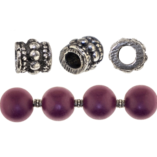 Antiikse mustriga ehte vahedetail, metallhelmesø ø6,4 mm x 5,8 mm, auk ø3,1 mm, 6 tk BA2034