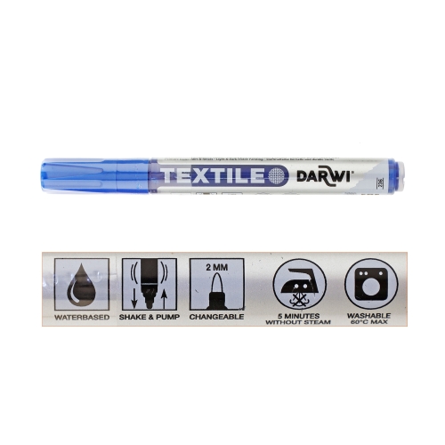 Tekstiili viltpliiats, kangamarker, 2 mm joonega, maht 6 ml, Darwi