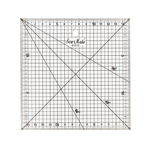 Läbipaistev plastjoonlaud, 15cm x 15cm, SewMate #1515