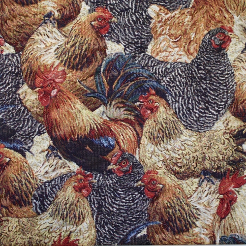 Kanadega, gobelään, tugevam dekoratiivkangas, Chicken Cosy Family (Gobelin Premium), 145cm, DG3194
