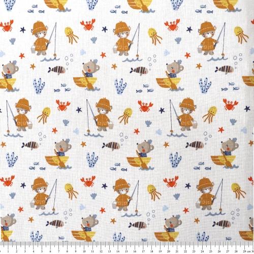 Õhem mustriga puuvillane kangas, France, 140 cm, Cotton Herault
