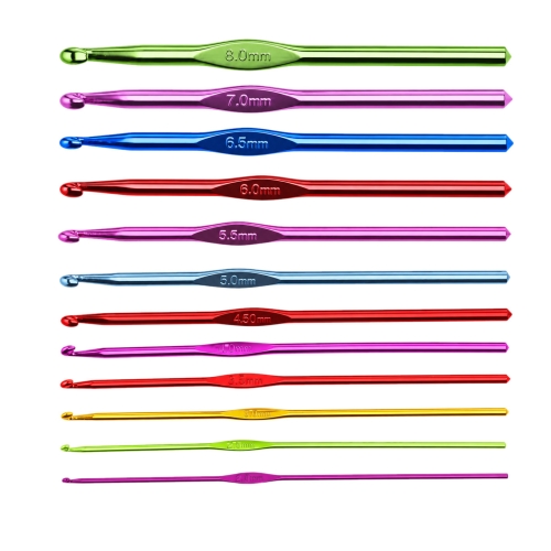Anodized Light metal Crochet Hooks 12ps set, KL2113