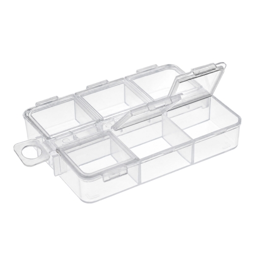 Väike plastmassist (PP) läbikumav säilituskarp, pärlikarp, tabletikarp, 8 x 6 x 1,5 cm, KL5046
