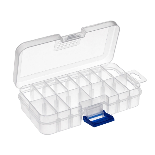 Lajittelulaatikko PP, 16 säädettävää lokeroa, 13 x 7 x 3 cm, KL5048