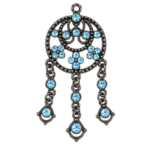 Metal pendant with glass crystals, 60 × 27 mm