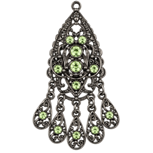 Metal pendant with glass crystals, 50 x 20 mm