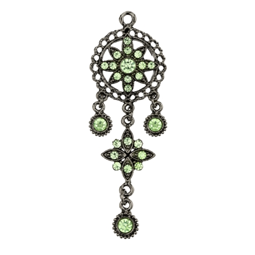 Metal pendant with glass crystals, Metallist klaaskristallidega ripats, 70 x 25mm