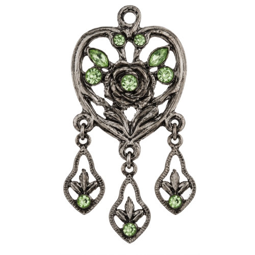Metal pendant with glass crystals, 55 x 27mm