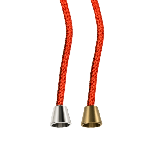Pieni metallinen nyörinpää, ø8,2 x 9,3, sopii nyöriin/kuminauhaan ~ø3 mm