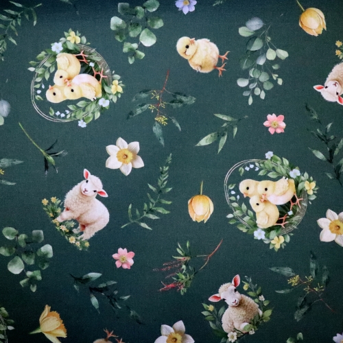Munadepüha teemaline, tugevam puuvillane dekoratiivkangas, prinditud mustriga, Bohemian Easter Mood (Linelook Premium Print), 145cm, DL5263