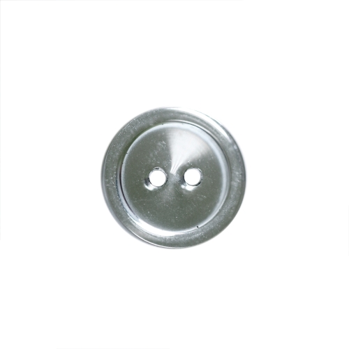 Hõbedane, peegelja pinnaga, kahe auguga plastiknööp, 18mm, 28L