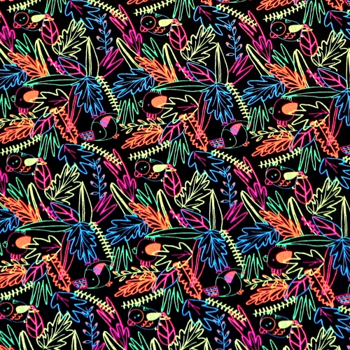 Neoon sulemustriga (neon prints, neon feathers) puuvillane trikookangas, 145cm, KC8187 