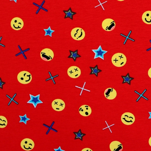 Emojidega trikotaažkangas, 150 cm, 007281