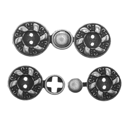 Norra haak, antiikse filigraanse mustriga metallist kahepoolne haak, paari mõõtmed: 50mm x 18mm