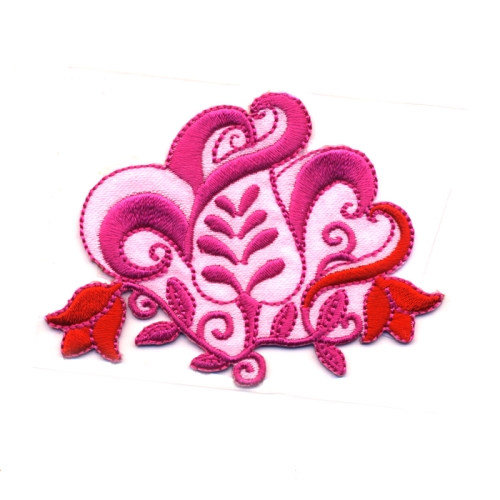 Triigitav aplikatsioon; Lillega ornament, 7,5 x 6cm