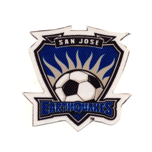 Triigitav õhuke tekstiilist Aplikatsioon; Jalgpalliklubi "San Jose, Earthquakes" vapp 6,5x6 cm