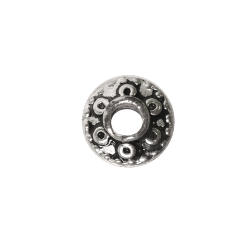 Kettakujuline, antiikse mustriga ehte vahedetail, metallhelmes ø8 x 4 mm, auk ø2 mm