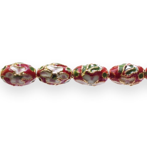 Värvilised, maalitud ovaalsed cloisonne metallhelmed 11,5x7,5mm