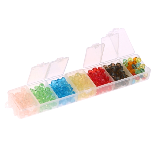 Karbike lihvitud klaaskristallist helmestest (Bicone Crystal) suuruses 6mm, karbi mõõtmed 155x30x18mm, LM46