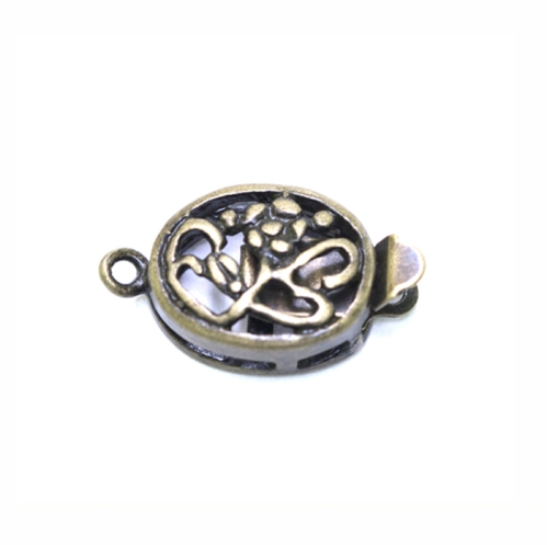 Ovaalne lillelise mustriga karpkinnis / Oval Box Clasp with Floral Pattern / 12 x 10mm