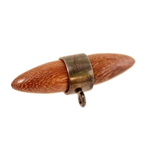 Piklik, ovaalne, puidust, metallümbrise- ja kannaga pöör/nööp, 50x15 mm, nööbi mõõt: 55L