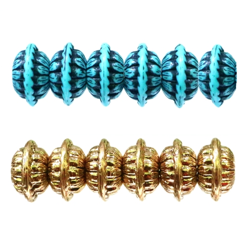 Topeltkoonusekujuline, ümara vormiga graveeritud mustriga riputis/helmes CCB plastikust 12 x 7mm