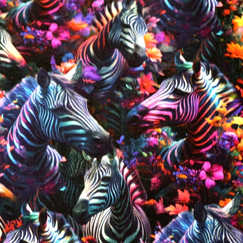 Sebradega, puuvillane lükraga trikookangas, digiprint, 160cm