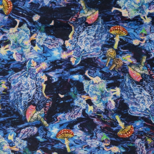 Haldjate ja kärpseseentega, puuvillane kangas "Astral Voyage", 110cm, 20187-MLT-CTN