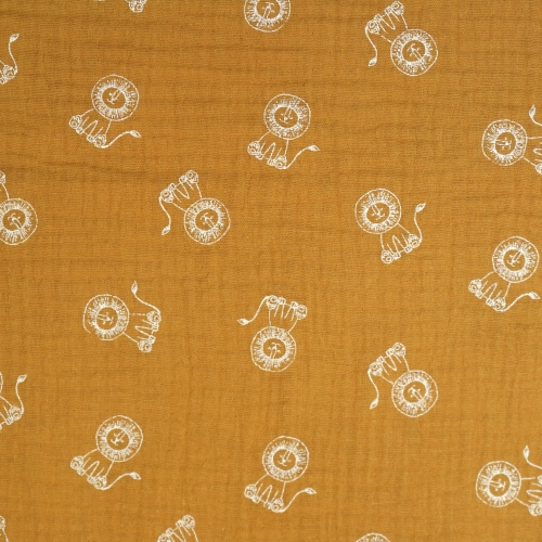 Lõvidega musliinkangas, topeltkihiline (Double Gauze), 132,5cm, 210.673