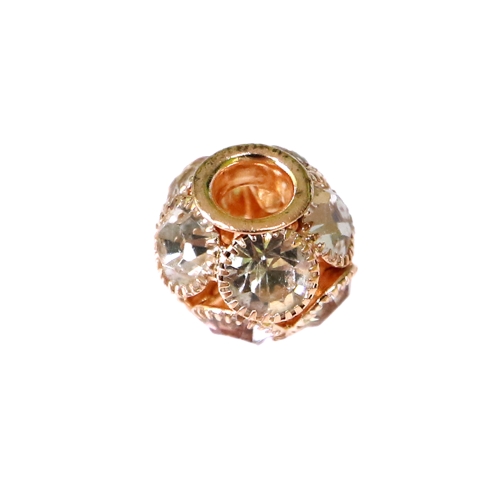 Metallist, klaaskristallidega, pandora stiilis helmes, 15mm