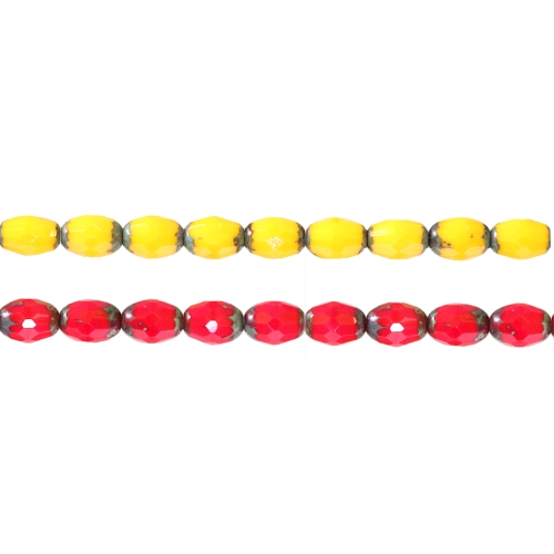 Ovaalne tahuline pikuti keskelt auguga klaashelmes 8x6mm 
