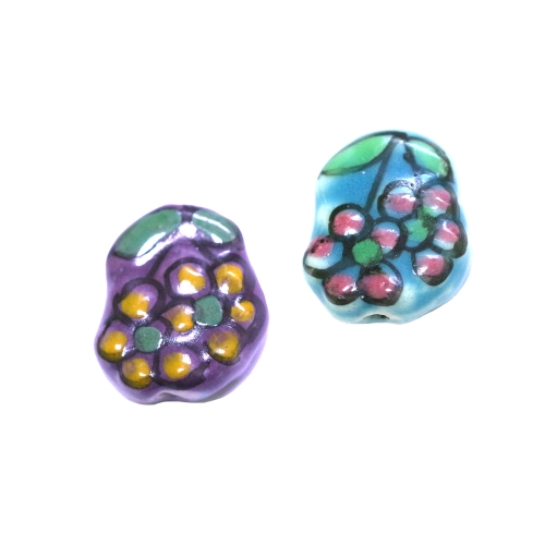 Lillekujuline maalitud keraamiline portselanhelmes, 15 x 13 x 6mm