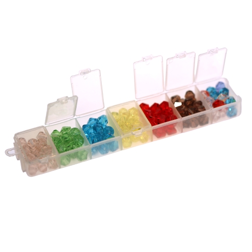 Karbike lihvitud klaaskristallist helmestest (Bicone Crystal) suuruses 8mm, karbi mõõtmed 155x30x18mm, LM17