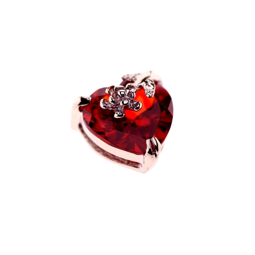 Lillelise metallümbrisega, südamekujulised klaaskristallid, pikuti ja laiuti läbistatud auguga, 15x10mm