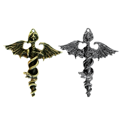 Metallist, tiivuline, ussimustriga riputis, ülalt aasaga, suuruses 60x55x4mm
