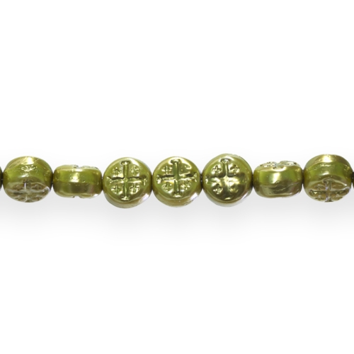 Ümar, lapik, mustriline pärlmutter 7,5x4,5mm klaashelmes, Preciosa