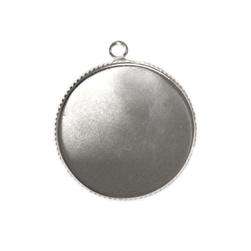 Round Pendant Base with Zig-Zag Edge, 29 x 26mm