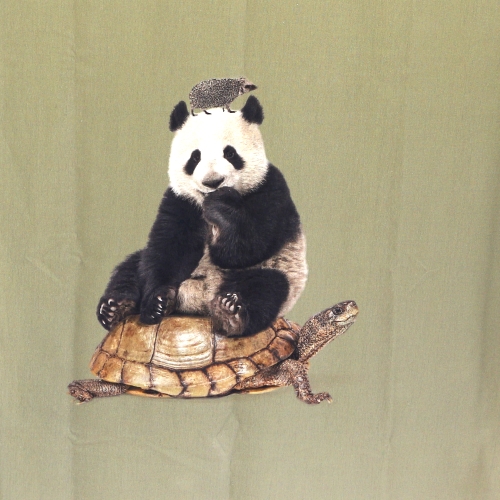 Panda, siil, kilpkonn veniv puuvillasegu kangas, 150x70cm, Stenzo textiles, 11936