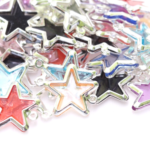 Silver Plastic Star Charm / 20 x 15mm