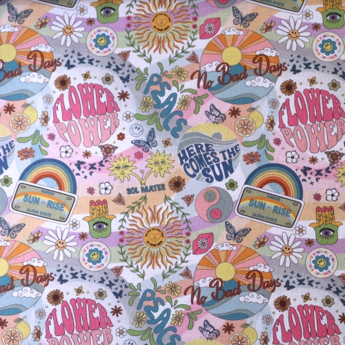 "Flower Power", puuvillane popliinkangas, 150cm, 7008
